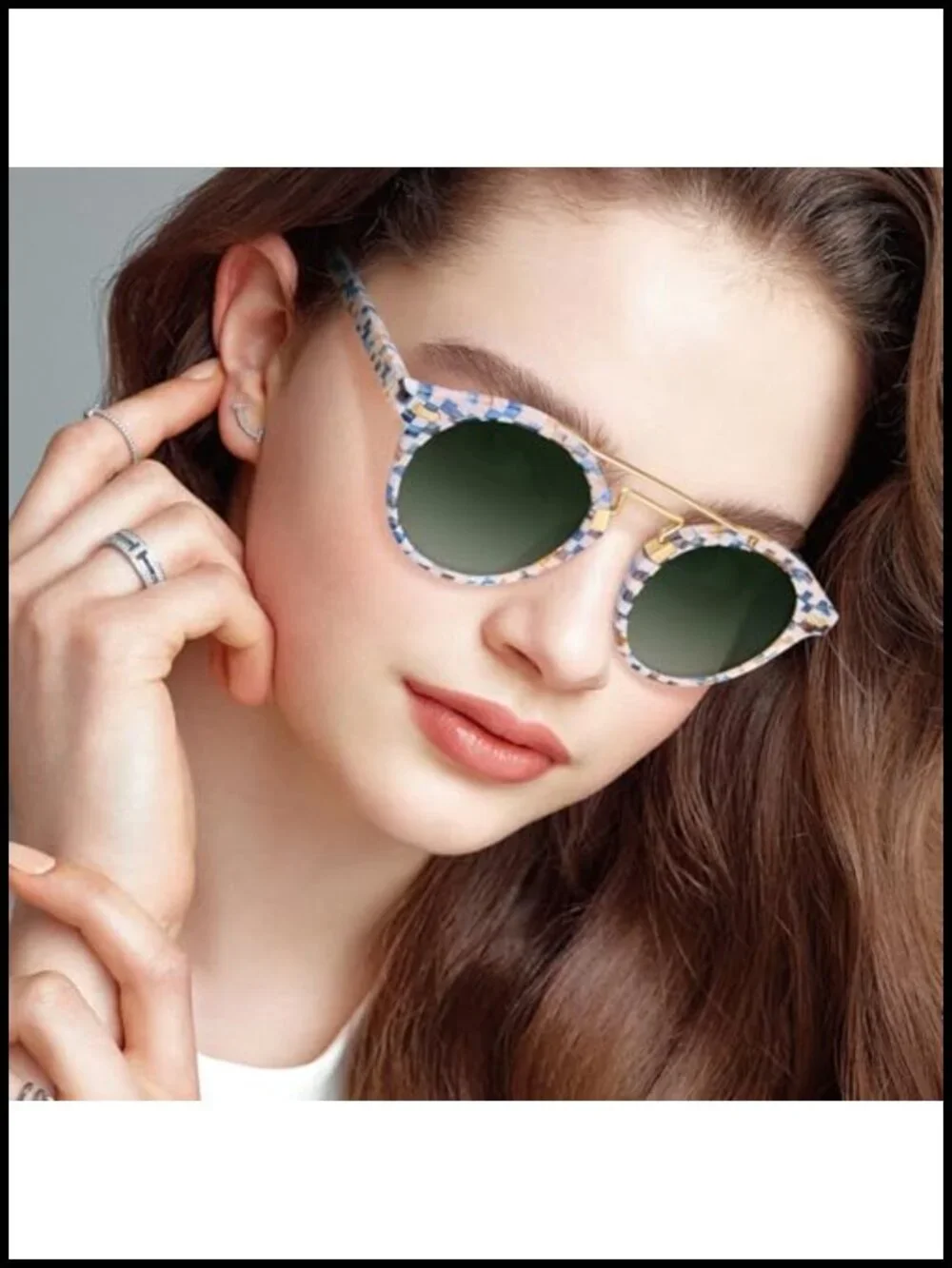 Small Face Acetate Double Bridge Sunglasses Polarized UV Protection